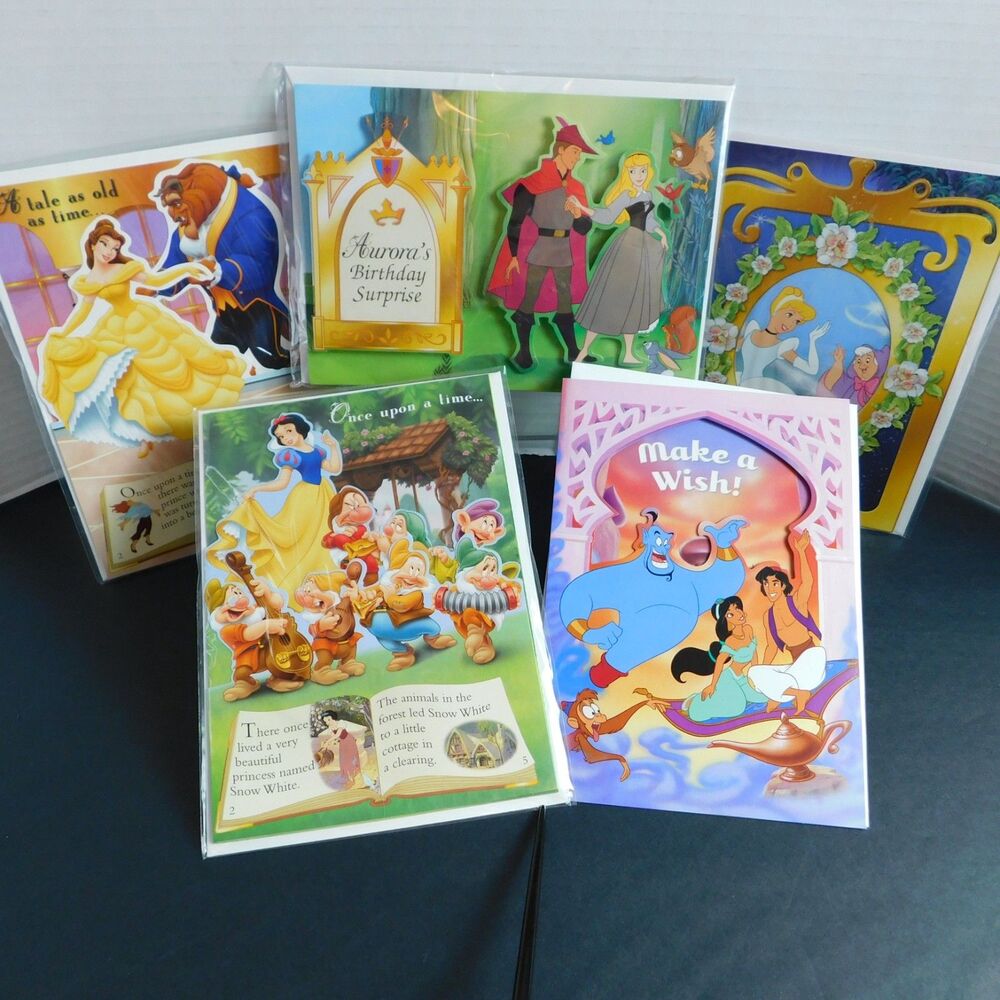 Disney Birthday Cards Pop-Up Storybook & Envelopes Wish Fun Cinderella Lot of 5
